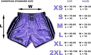 Pantalones Cortos de Muay Thai Morados Unisex, 100% Poliéster, Transpirables, para Entrenamiento de Combate, con Impresión por Sublimación, Logotipo Frontal Personalizado - Product Image 2