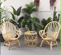 Ensemble de chaises de salle à manger en rotin écologique de style ferme moderne, table de style tropical, mobilier d'extérieur pour cour et patio, pieds coniques