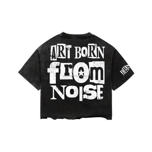 Custom Printed Distressed Acid Wash T-Shirts 260gsm French Terry Boxy <b>Tshirts</b> Oversized Heavyweight Men <b>Long</b> Sleeve T Shirt - Product Image 5