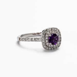 Bague de luxe Krishnavii KR 202 en or blanc 18 carats avec diamant de laboratoire double coussin halo - Product Image 2