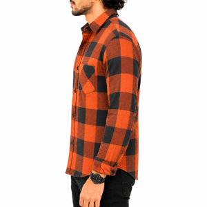 Camisas de Franela a Cuadros de Algodón para Hombre, Manga Larga, Diseño Personalizado al por Mayor - Product Image 3