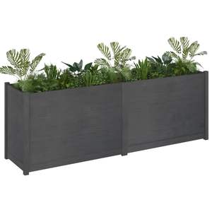Jardinière de jardin en pin massif gris, grande et durable, résistante aux intempéries, pots et jardinières à fleurs - Product Image 3