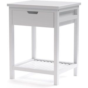 Comodino in bambù per piccoli spazi con ripiano aperto e cassetto portaoggetti, tavolino da comodino per camera da letto - Product Image 1