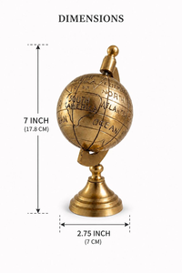 Globe terrestre vintage en laiton fait main, carte du monde décorative pour table, ornement de bureau classique, décoration de bureau et de salle d'étude, inspiré des voyages - Product Image 3