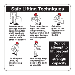 Étiquette adhésive ovale Brady Safe Lifting Techniques pour la sécurité des entrepôts industriels - Product Image 1