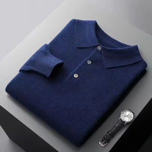 Pull en cachemire 100% pure laine pour homme, col polo, tricoté, automne-hiver, nouveau modèle chaud, édition coréenne, veste tendance - Product Image 6
