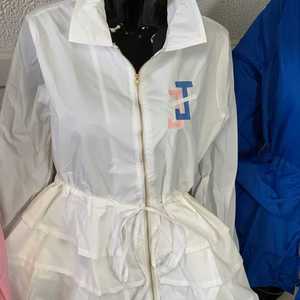Jack and Jill Ladies Peplum <b>Line</b> Jacket White Zip Front Casual Fashion Ruffle Hem Stylish Women Outerwear <b>Coat</b> - Product Image 3