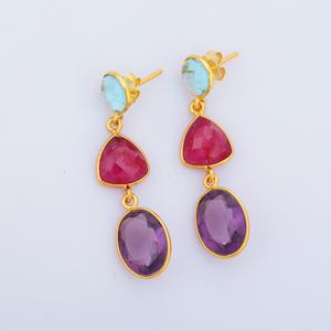 Fashionable <b>Silver</b> <b>Drop</b> <b>Earrings</b> Hydro Blue Topaz Natura Dyad Ruby Hot Blue Amethyst Diamond Attractive Dangling Hoop <b>Earrings</b> - Product Image 4