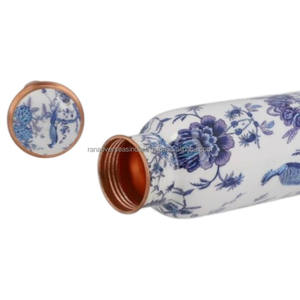 Botella de Agua de Cobre Puro Premium con Diseño Meena, Pajita Abatible, Apta para Lavavajillas, Unisex, para Uso en Oficina, Beneficios Ayurvédicos para la Salud - Product Image 2