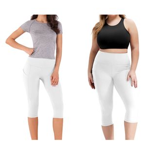 Leggings de Yoga Capri de Cintura Alta para Mujer, al por Mayor, Personalizados, con Bolsillo, Transpirables, Elásticos, para Gimnasio, Fitness, Entrenamiento Deportivo - Product Image 1