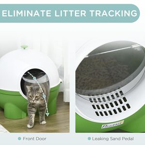 Lettiera Grande con Coperchio Verde Scuro e Coperchio a Cappuccio, in Materiale PP Pet-Friendly, 20.9"L X 20.1"W X 18.9"H, con Maniglia Superiore per Facile Rimozione della Sabbia - Product Image 4