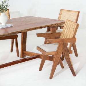 Table à manger en bois Vandana Zentrix Pebble avec un design contemporain fait main et massif - Product Image 4