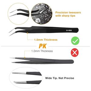 Pince à épiler professionnelle en acier inoxydable doré à pointe incurvée pour extensions de cils volume haute précision, outils de maquillage - Product Image 5