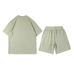 Ensemble T-shirt et short personnalisé, décontracté, deux pièces, 100% coton, tenue d'été, coupe ample, confortable, respirant, vêtements de sport - Product Image 4
