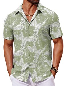 Premium Quality Summer Beach Shirts Men Breathable Hawaiian Printed Cotton Linen Casual <b>Button</b> <b>Up</b> <b>Short</b> <b>Sleeve</b> Vacation Shirt - Product Image 1