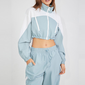 Embroidery Washed <b>Cropped</b> Sport Street Wear Custom Logo <b>Zip</b> <b>up</b> Two 2 Piece Sweatpants and Hoodie Set Joggers Tracksuits Womens - Product Image 4