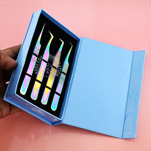 Pinzas de volumen antideslizantes curvadas 90 a granel con etiqueta privada, pinzas de extensión de pestañas personalizadas, punta recta ligera de acero inoxidable - Product Image 6