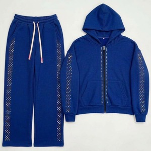 Ensemble de survêtement personnalisé à capuche pour femme, streetwear, manches longues, fermeture éclair, pantalon large, coton respirant, imprimé, printemps, décontracté, OEM - Product Image 2