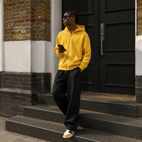 Ensemble sweat à capuche zippé et short en tricot gaufré délavé style vintage, streetwear déchiré épais pour homme - Fabricant de vêtements