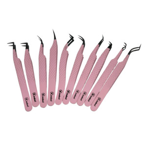 Pinces à épiler professionnelles en acier inoxydable multi-pointes, 4 pièces, pour extensions de cils, emballage personnalisé - Product Image 3