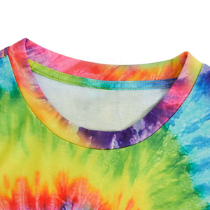 Camiseta de Manga Corta para Hombre, Cuello Redondo, Corte Regular, Tejido con Patrón de Arcoíris, Estilo Casual - Product Image 2