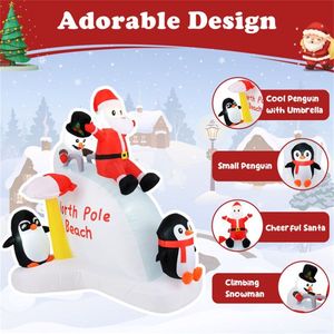 6 Feet Inflatable Penguins and Santa Outdoor Holiday Yard Decorations Festive Christmas Decorations for the Yard - Product Image 5