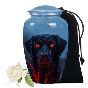 Black <b>dog</b> cremation urn with fiery eyes unique decor urn for pets ashes memorial keepsake pet <b>remembrance</b> <b>gift</b> - Product Image 1