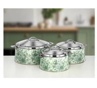 Ensemble de 3 plats ronds élégants en acier inoxydable argenté avec couvercle, pour buffet et décoration de mariage - Vente chaude