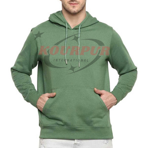 Sudadera con Capucha Verde para Hombre, Corte Regular, Algodón French Terry, Diseño con Bolsillos, Ropa Casual de Otoño, Precio Razonable - Product Image 1