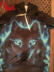 Sudadera con Capucha Holgada de Moda con Estampado Digital 3D de Personaje Animal Lobo, 100% Poliéster, de Secado Rápido para Otoño, Venta al por Mayor - Product Image 6