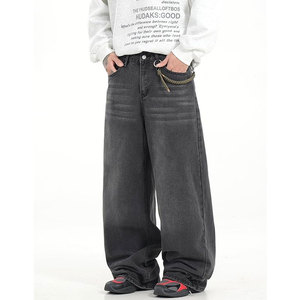 Mens Baggy <b>Jeans</b> Loose Fit Denim Pants Mid <b>Waist</b> Trousers Wide Leg Skater <b>Jeans</b> Casual Streetwear Fashion Denim Pants - Product Image 2