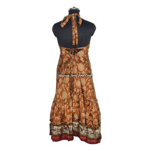 Nuevo Vestido de Seda Sari Indio para Mujer, Compra en Línea Directamente del Fabricante, Vestido de Noche Elegante sin Mangas para Damas - Product Image 2