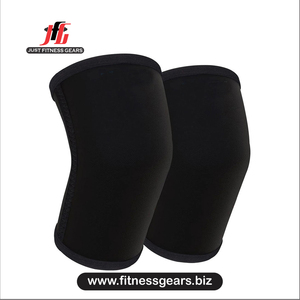 Genouillère en néoprène noir avec bordure rouge, à enfiler, compression, soutien, respirante, protection universelle unisexe toutes saisons - Product Image 4