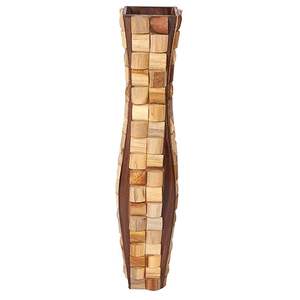 Vase en bois artisanal, haut, décoratif, design mosaïque en bois massif, style moderne rustique, pièce maîtresse pour l'intérieur du salon - Product Image 2