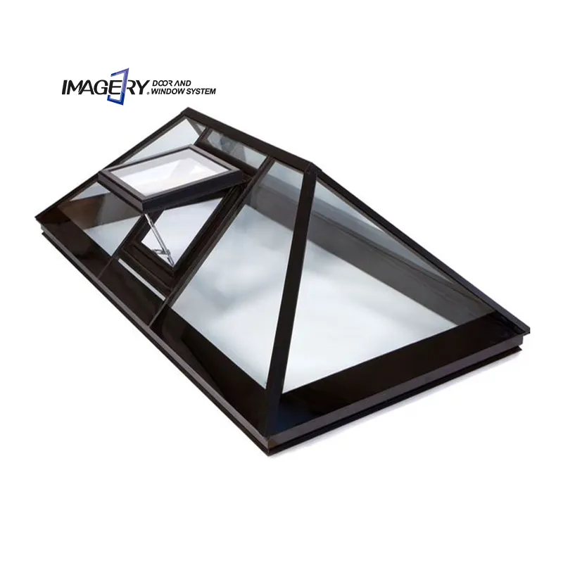 Triangolo industriale tetto alto fila doppio vetro lucernario elettrico con telaio in lega di alluminio profilo finestra