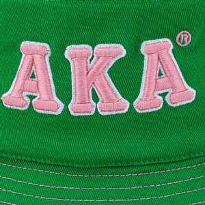 AKA หมวกบักเก็ตสีเขียว หมวกผ้าฝ้ายปักตัวอักษรสีชมพู ปรับได้ แฟชั่นลำลอง สตรีทแวร์กลางแจ้ง หมวกป้องกันแสงแดด - Product Image 6