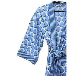 Kimono Largo de Algodón Hecho a Mano con Estampado de Bloques para Mujer Estilo Boho Hippie Ropa de Dormir Bata de Dama de Honor y Camisón Ropa Íntima - Product Image 2