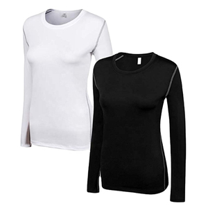 Camisetas de Compresión de Manga Larga 100% Algodón para Mujer, Tallas Grandes, Casuales, Deportivas, para Correr, Entrenamiento, con Botones - Product Image 1