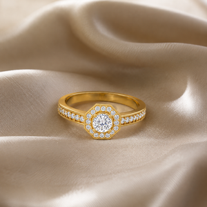 Hot Selling Real Diamond Engagement Ring | 14K Solid Gold Halo Ring for Women | Luxury Bridal Wedding Designer Jewelry Gift - Product Image 2