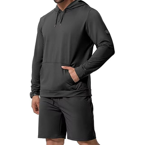 Conjunto de Sudadera con Capucha y Pantalones Cortos Personalizados al por Mayor, Unisex, de Alta Calidad, Felpa Francesa, 100% Algodón, Conjunto de Sudadera con Capucha y Pantalones Cortos para Hombre - Product Image 3