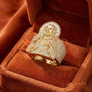 Gold Tone Iced Out Jesus Face Moissanite <b>Ring</b> for Men Hip Hop <b>Statement</b> <b>Ring</b> Luxury Religious Jewelry Gift USA - Product Image 4