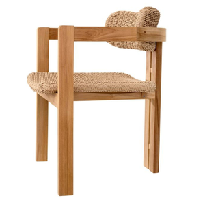 Silla de exterior con estructura de madera de teca, impermeable, con mimbre de cuerda, para decoración de muebles de hogar y jardín. - Product Image 3