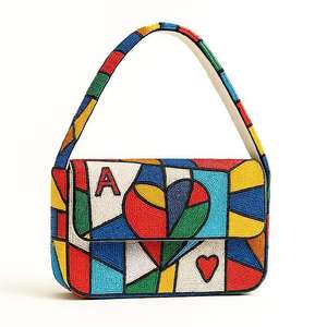 Bolso de hombro con corona de reina de corazones y cuentas, cartera de noche con solapa de cuentas negras para mujer, ideal para fiestas y banquetes, a bajo precio. - Product Image 5