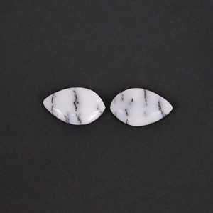 Opale dendritique naturelle 14,2 carats (poids d'une paire) 20x12mm forme fantaisie blanc-gris certifiée pierre précieuse en vrac Shilpi Impex - Product Image 4