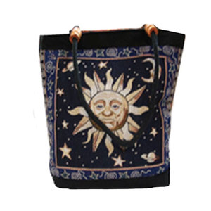 Sac à bandoulière en toile de coton tissé à la main avec motif géométrique Sun Design, sac fourre-tout écologique fait main, léger et décontracté pour tous les jours - Product Image 1