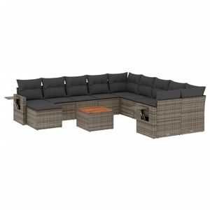 Conjunto de Sofás de Jardín de Ratán Gris Oscuro, 6 Plazas, Diseño Contemporáneo para Exteriores - Product Image 4