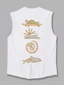 Camiseta sin mangas de punto transpirable, de secado rápido, ecológica, informal, de algodón, para gimnasio, entrenamiento, playa y vacaciones, para hombre, color blanco. - Product Image 2