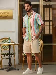 Chemise imprimée pour homme à manches courtes, style hawaïen tropical, décontractée, boutonnée, pour l'été, motif floral coloré, haut pour homme, été - Product Image 4