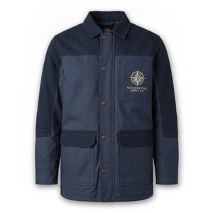 เสื้อแจ็คเก็ตยูทิลิตี้ของบริษัท นอร์เทิร์น เทรล ซัพพลาย โค สีน้ำเงินเข้ม ติดกระดุมด้านหน้า ปักโลโก้ ทรงปกติ เหมาะสำหรับใส่ในฤดูใบไม้ร่วง - Product Image 1