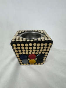 Support de bougie en bois arabe tendance, fait à la main, carré, taille personnalisée pour les mariages, décoration de la maison, cadeau - Product Image 4